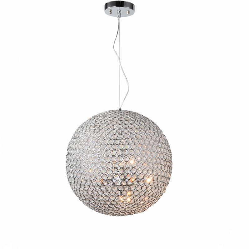 Modern Round Ball Iron Chandelier for Dining Room Bedroom Dia 40CM Led Lamps Simple Crystal Chandeliers Lustre Hanging Lighting