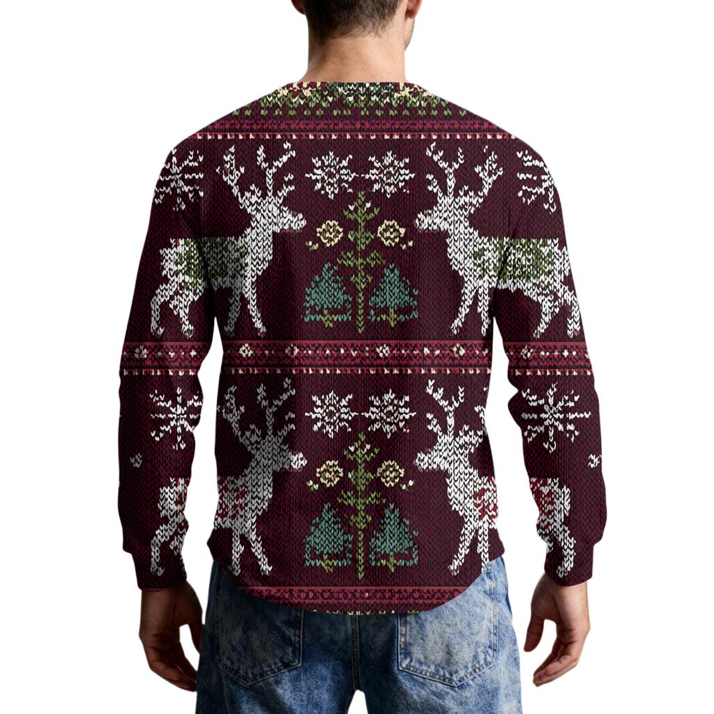 Herren Strick Freizeit Langarmhemd mit Knöpfen