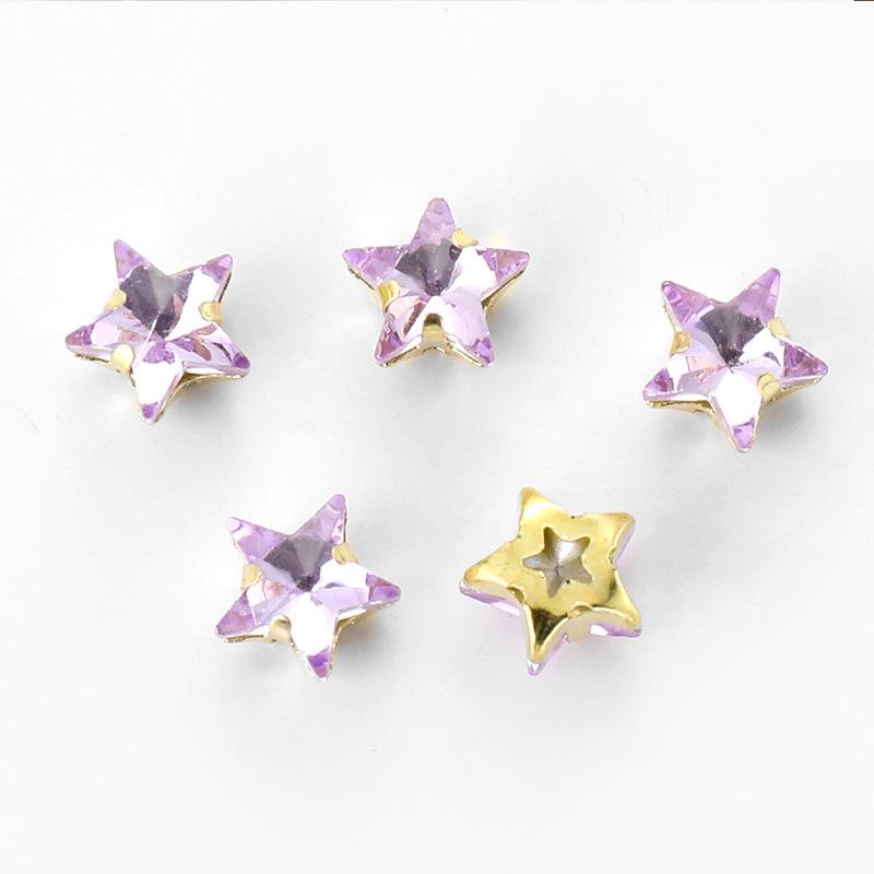 50 Pcs 10mm Star Glass Claw Drill with Hole Pentagram Hand-sewn Drill DIY Wedding Shoes and Clothing Bags Hairpin Jewelry Accessories