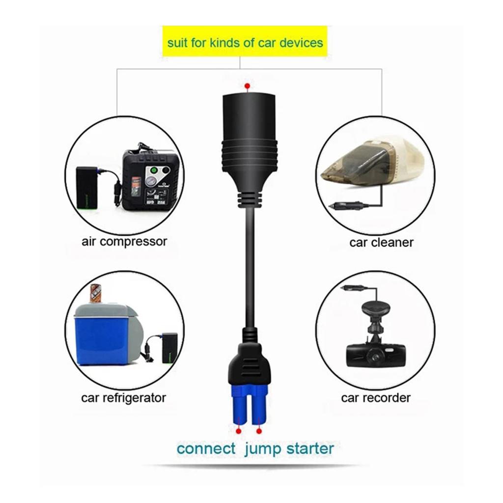 Portable EC5 Female to Cigarette Lighter Female Socket Adapter for Jump Starters Car Emergency Starting Power Supply 9cm