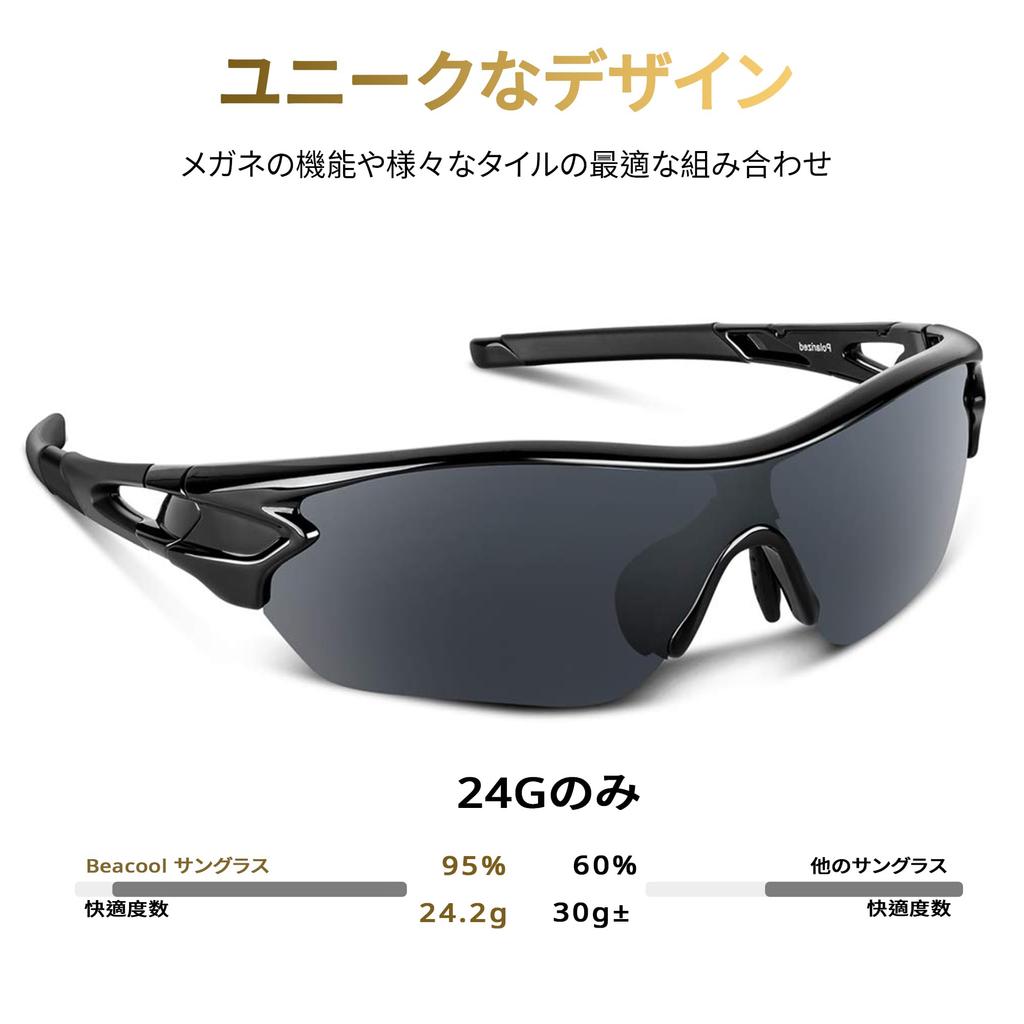 Sports Polarized for TR90 TAC UV400 UV Polarized Glossy Black [BEACOOL] Sunglasses, Lenses, Running, Marathon, Baseball, Hiking, Fishing, Golf,