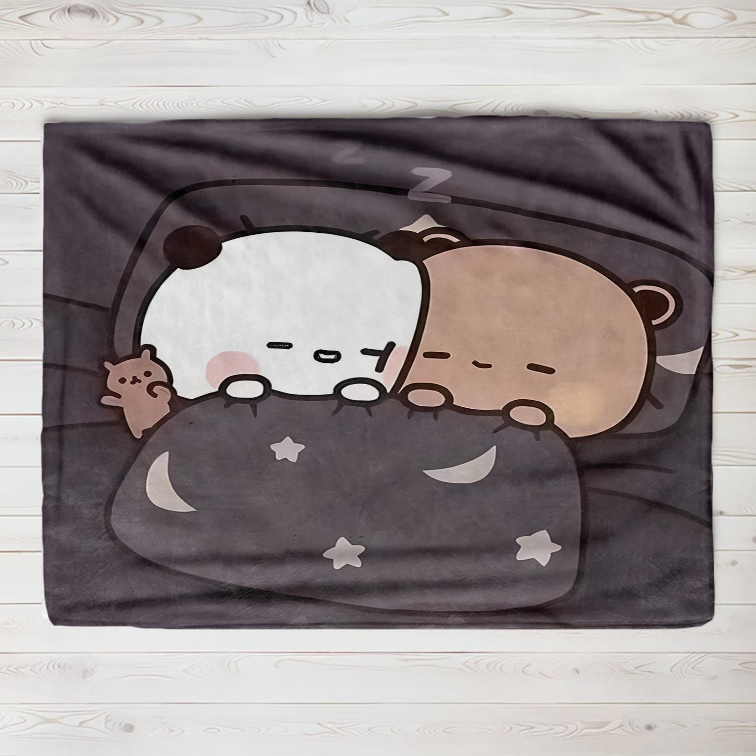 

Bubu Dudu Panda Bear Flannel Throw Blanket Series Kids Blankets Sofa Decoration Bear and Pa blankets Cozy Soft Couple kids gift 75x100cm (30x40inch)