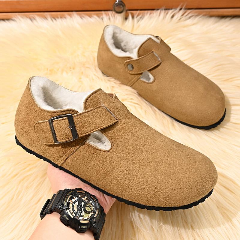 Herren Pelz Baumwollschuhe Outdoor Mode Lässige Warme Flauschige Hausschuhe Herren Winterhausschuhe Indoor Herren Plüsch Flache Pelzschuhe