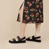 Taoffen Neu Frauen Plateau Sandalen Aus Echtem Leder Dicke Sohle Weichen Römischen Metallschnalle Sommer Strandschuhe