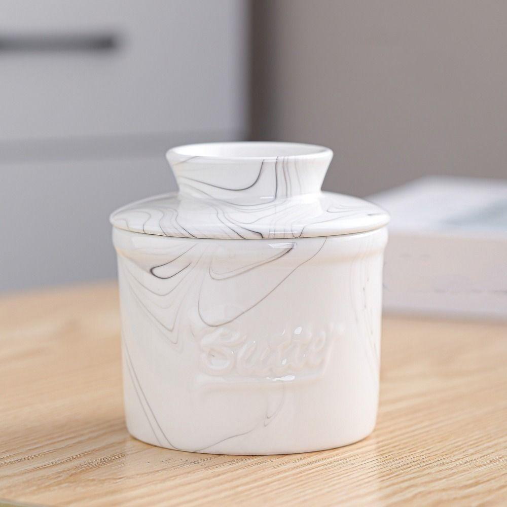 Keep Fresh Ceramic Butter Crock Large Capacity Butter Storage Container Round Butter Box Farmhouse