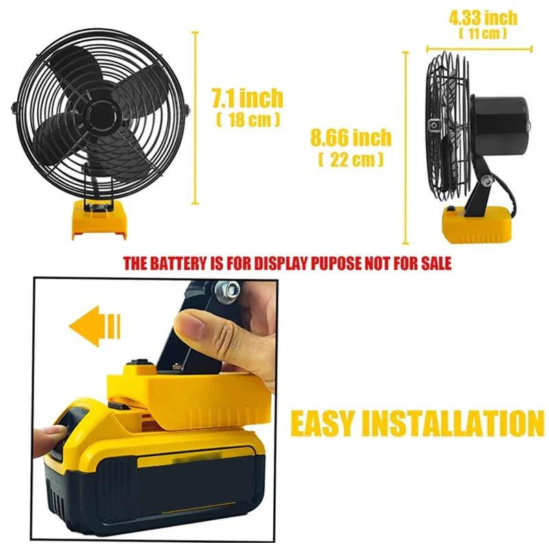 NEW Portable Strong Wind Fan For Milwaukee/Dewalt/Makita 20V 18V Li-Ion Battery 2-Speed Cooling Fan for Outdoor Working Camping
