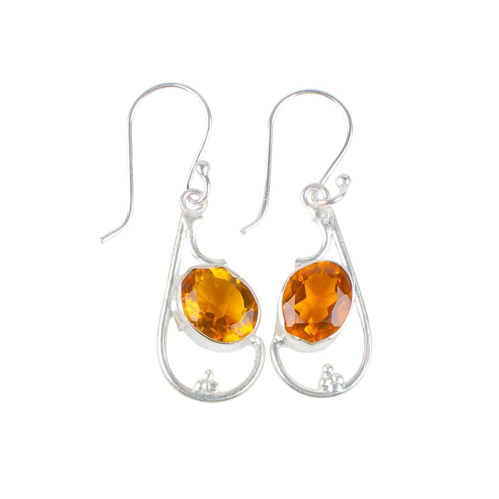 Citrine Gemstone 925 Sterling Silver Jewelry Handmade Earrings1.60" Gift For Her EE-49-9