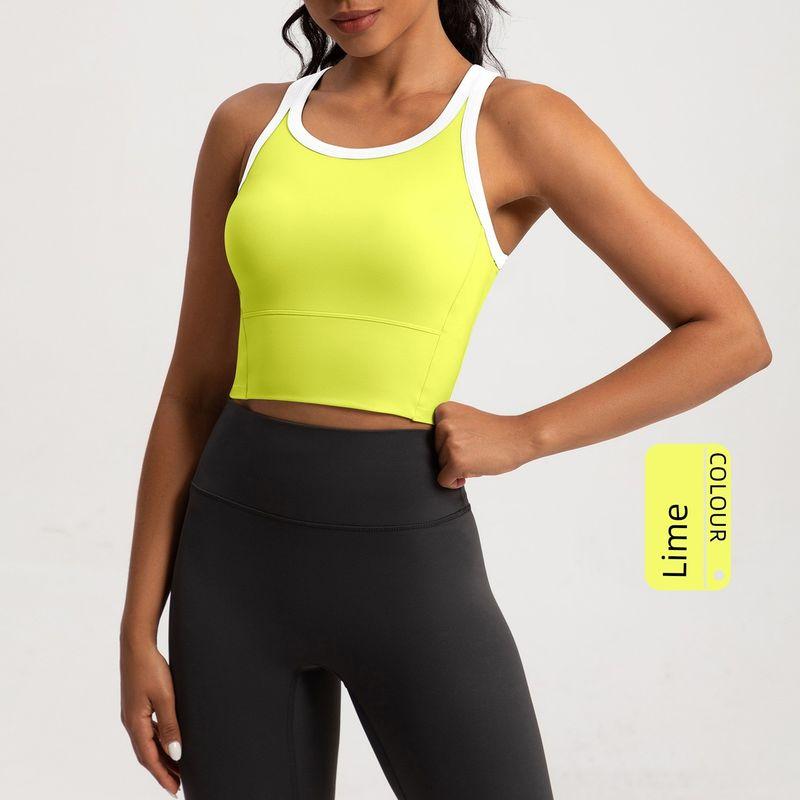 

Цветовая гамма Спортивный бюстгальтер для йоги Женский цельный с фиксированной чашкой Ощущение обнаженности Красивая спина Жилет для бега и упражнений Тонкая фитнес-одежда Топы Lime XL