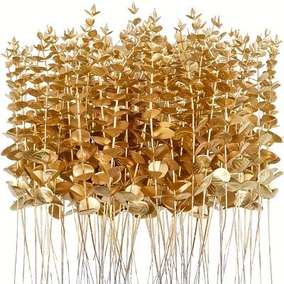 10-teiliges Set mit künstlichen goldenen Blüten zur Dekoration von Zuhause, Hotelbadezimmer und Wohnzimmer, Eukalyptusblüten