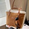 Sac Seau Sac pour Femme Suede Épaule Portable Commuter Laine d'Agneau Sac Cabas Bagage