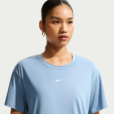 Nike T Shirts Women s Navy Blue Crew Neck Moderate Straight Fit XS