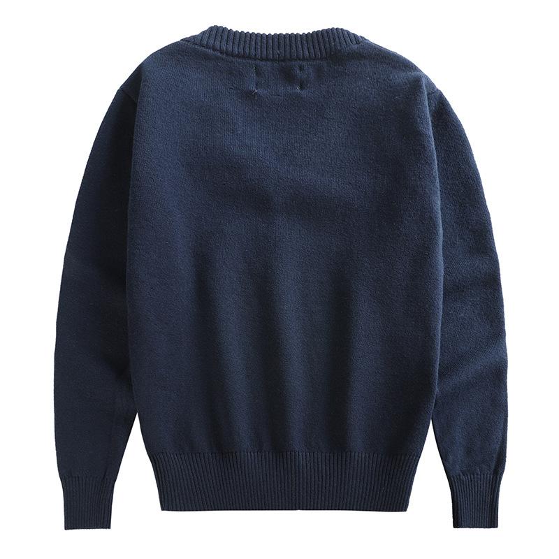 Korean Solid Color Children's Pullover Long-sleeved Sweater Parent-child Wear Medium and Large Children's Knitted Bottoming Shirt