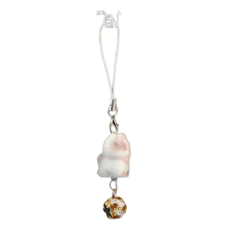 Lovely Cats Flock Design Soft Flocking Keychain Phone Charm for Keys Stylish Sturdy Accessory