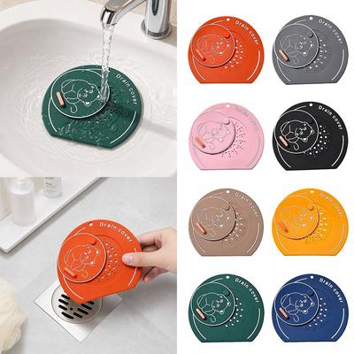 Anti Odor Floor Drain Cover Cartoon Cat Kitchen Sink Seal Mat  for Bathroom Hair Collection