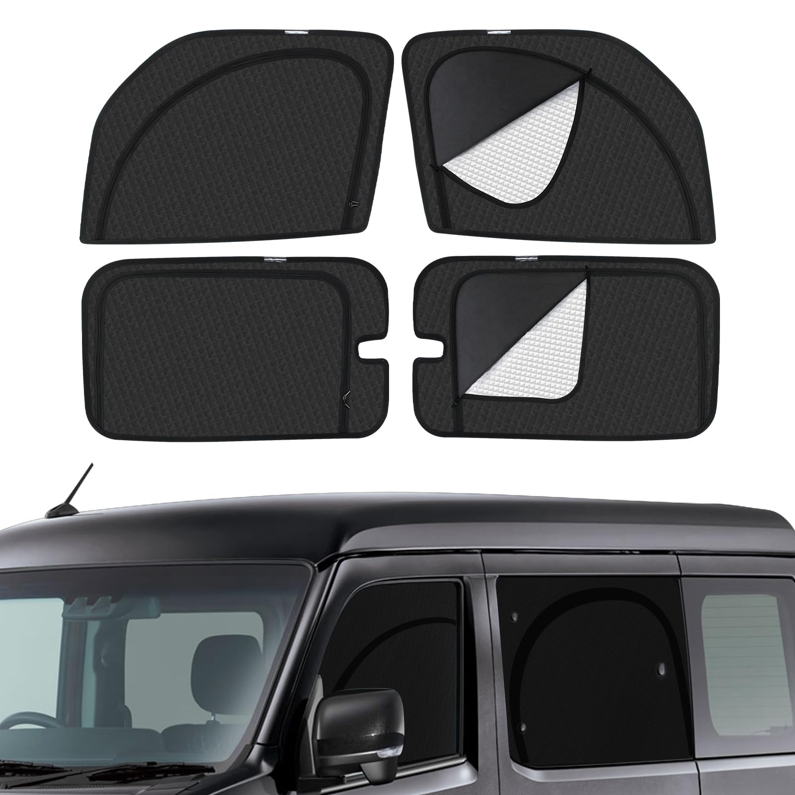 

Compatible with the new Daihatsu Atrai S7 series these mesh curtains offer sun insect and UV protection for both the driver and passenger These