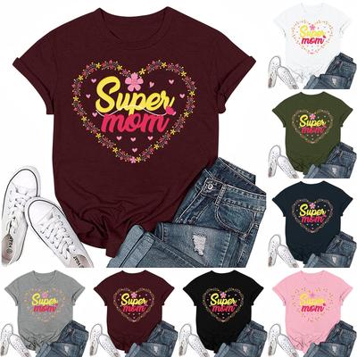 Lässiges, tägliches T-Shirt mit Rundhalsausschnitt und Aufdruck für Erwachsene, kurzärmelig, Buchstaben-Oberteil