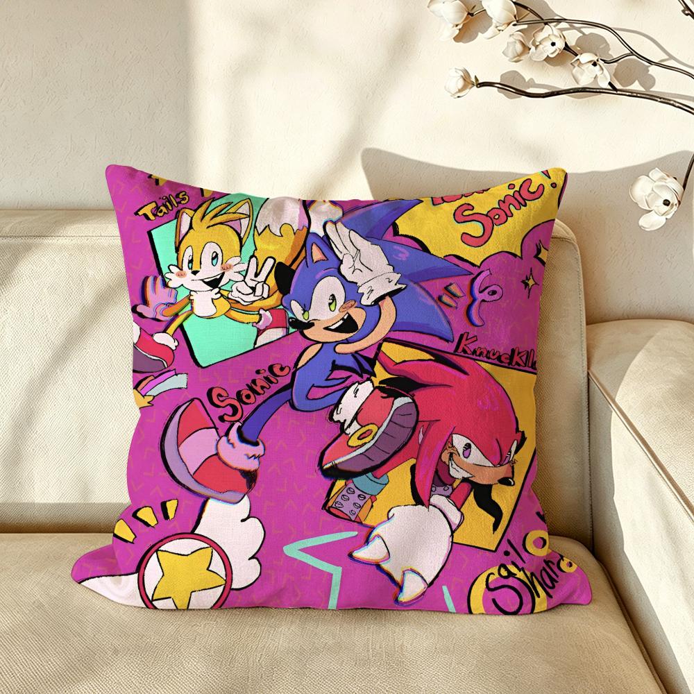 Character SSonic the HHedgehog Cushion Cover Pillow Case Antidustmite Pillowcase Silky Short Plush Sofa Cushion Cover Hot