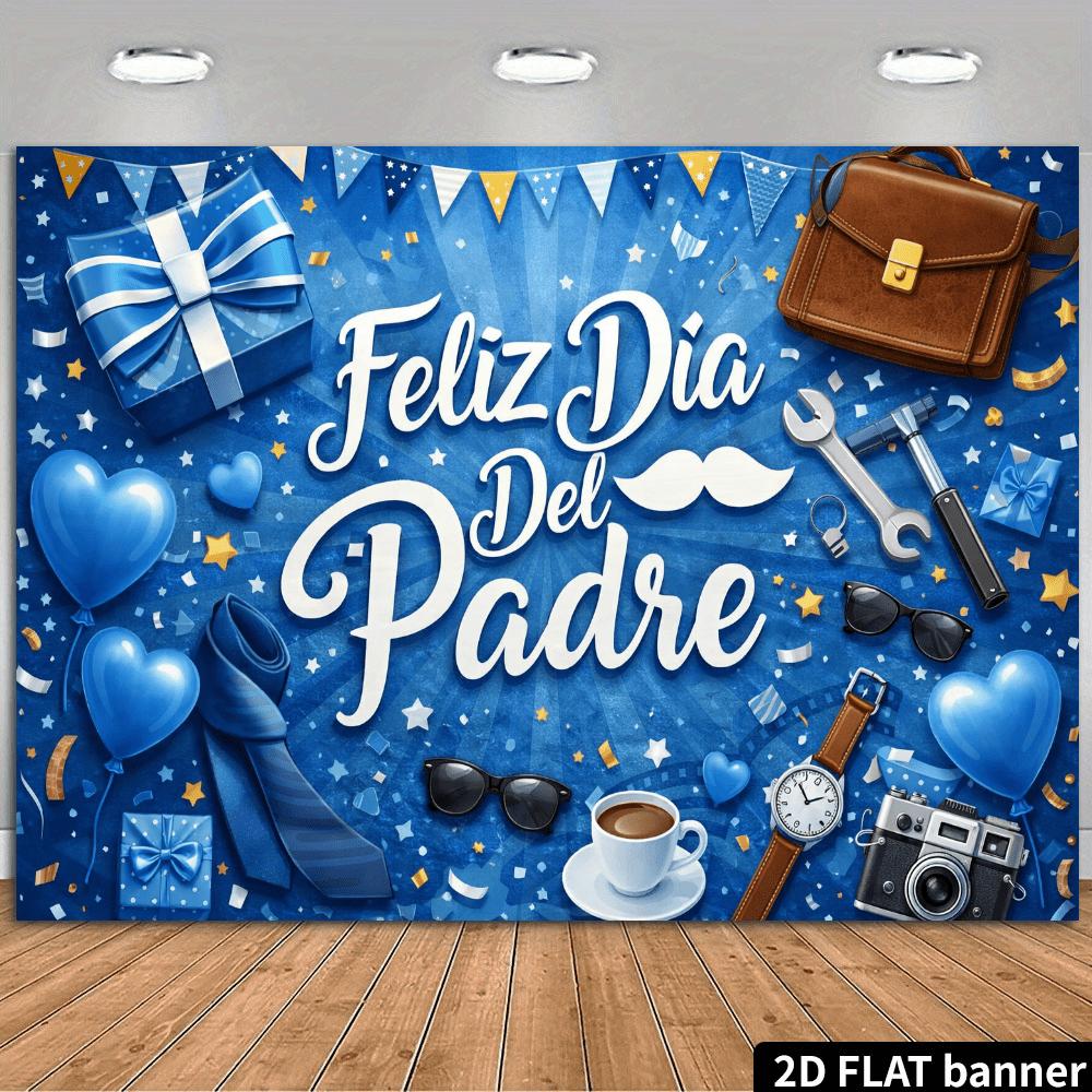2D Plane Feliz Día del Padre Spanish Language Father's Day Background Cloth Tie Theme Tool