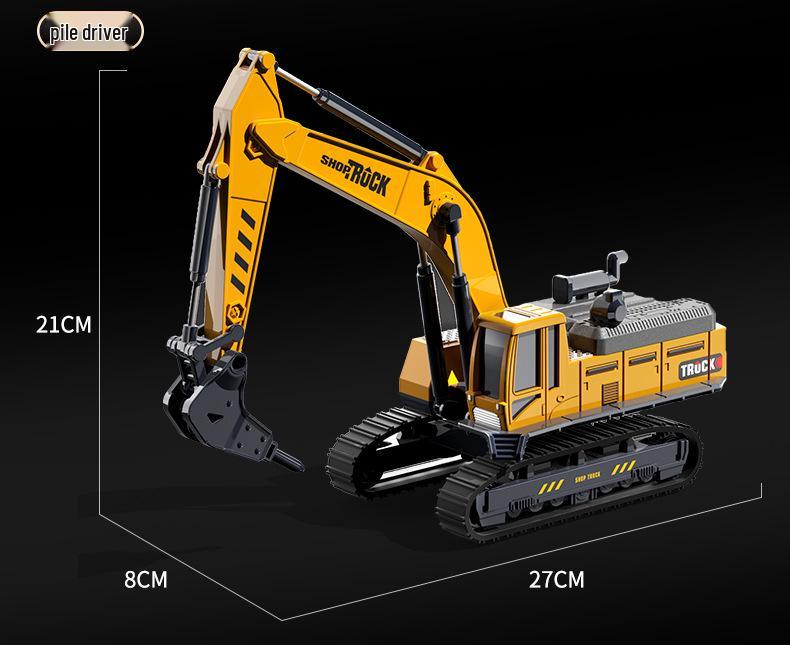 Beiges Alloy Excavator Set: Engineering Vehicle Model Toy with Bulldozer for Boys, Kids' Birthday Gift