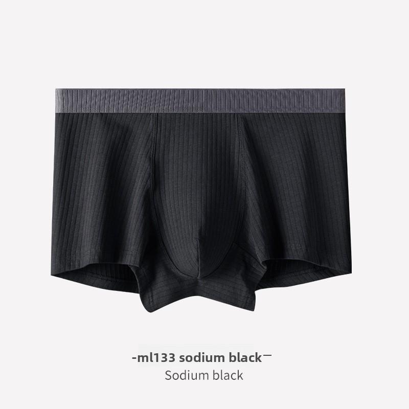 Men s Spring and Summer New Solid Color Pure Cotton Mid Waisted Briefs L