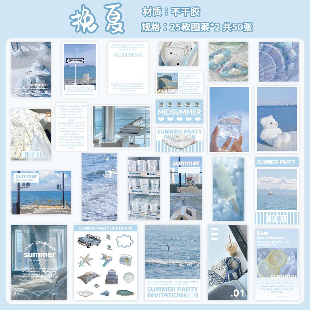 50Pcs Four Seasons Scenery Stickers, Vivid Seasonal Landscape Patterns, for Journal Decoration & DIY Crafts