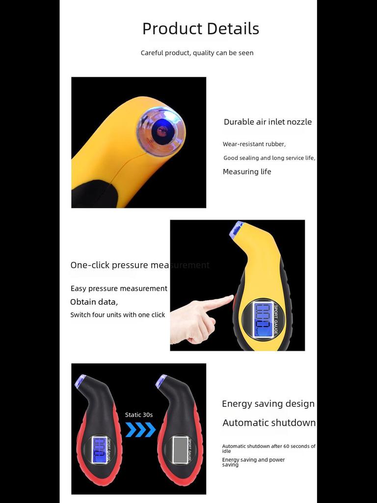 High-Precision Digital Tire Pressure Gauge with Electronic Display