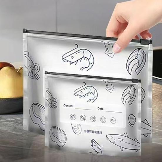 30/60/90Pcs Aluminum Foil Sealable Storage Bags Reusable Leakproof Vacuum Pouches with Label Zip Lock Food Grade Vegetable Fruit Meat Sealing Bag
