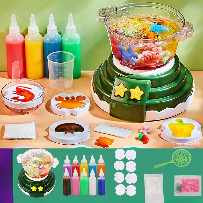 Hot Pot Cooking Toys Kitchen Playset  DIY Hot Pot Machine Toys Pretend Bubble Sound Light Educational Toy for Girls