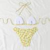 2025 Floral Cross-Back Bikini Split Swimsuit Tie-Up Design