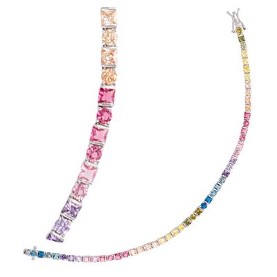 [Q8883] - Silver Bracelet 'Rivière De Diamants' Multicolored Silver (rhodium-plated) - 18 Cm 3 Mm