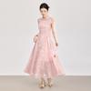 Abito Qipao in Organza Patchwork di Pizzo Burnout 3D Stile Cinese Nuovo Nanyou con Vita Stretta