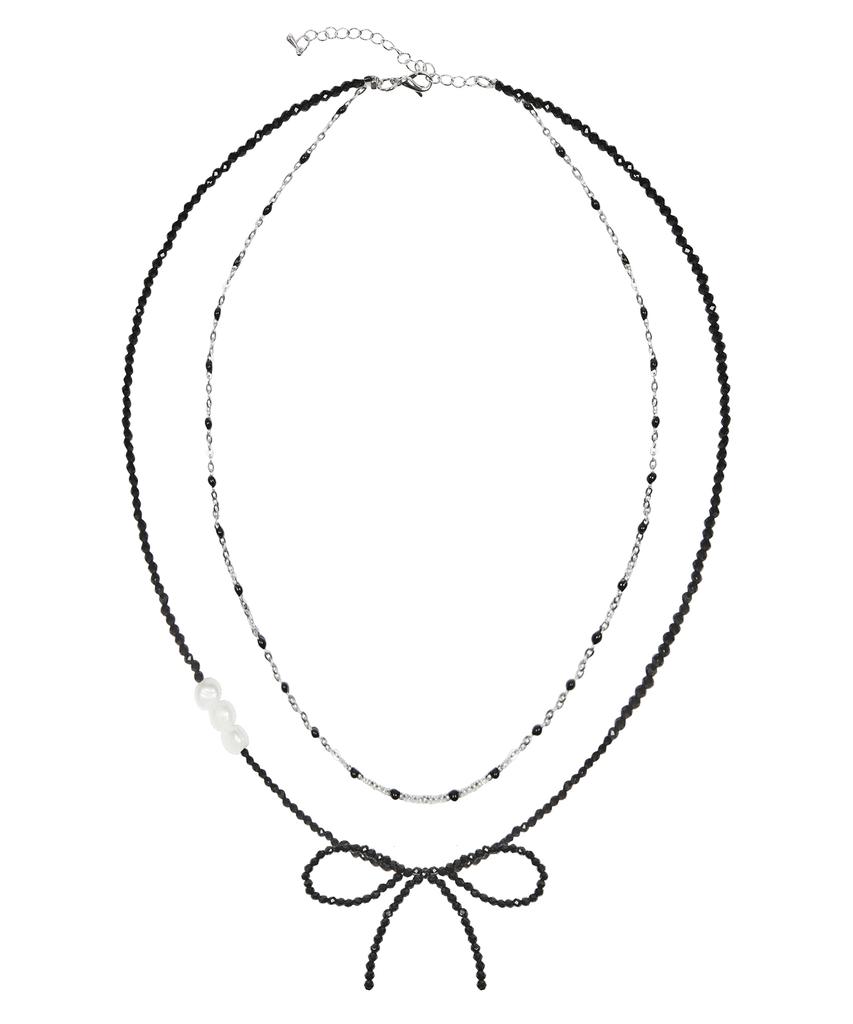 Luvistrue Nm Ribbon Beads Choker(Black)