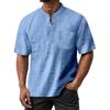 Men's Summer Round Neck Short Sleeve T-Shirt Neck Men's All-match Casual Button Shirt