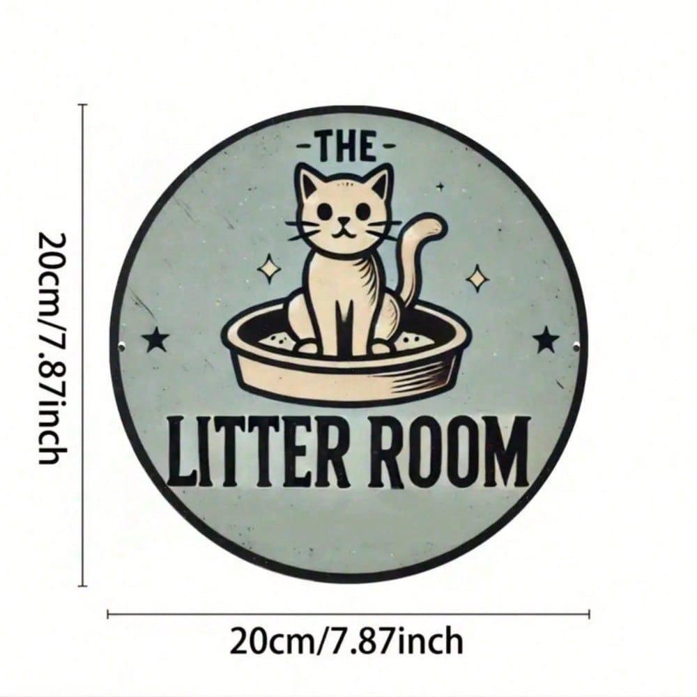 Vintage Cat Metal Tin Sign Round Wall Art Handmade 8x8 Inch For Bathroom Toilet Decor