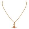 VIVIENNE WESTWOOD Tiny Orb Saturn Transparent Red Ball Pendant Necklace Unisex Necklace Brass Crystal Gold 63020224-02R513-CN