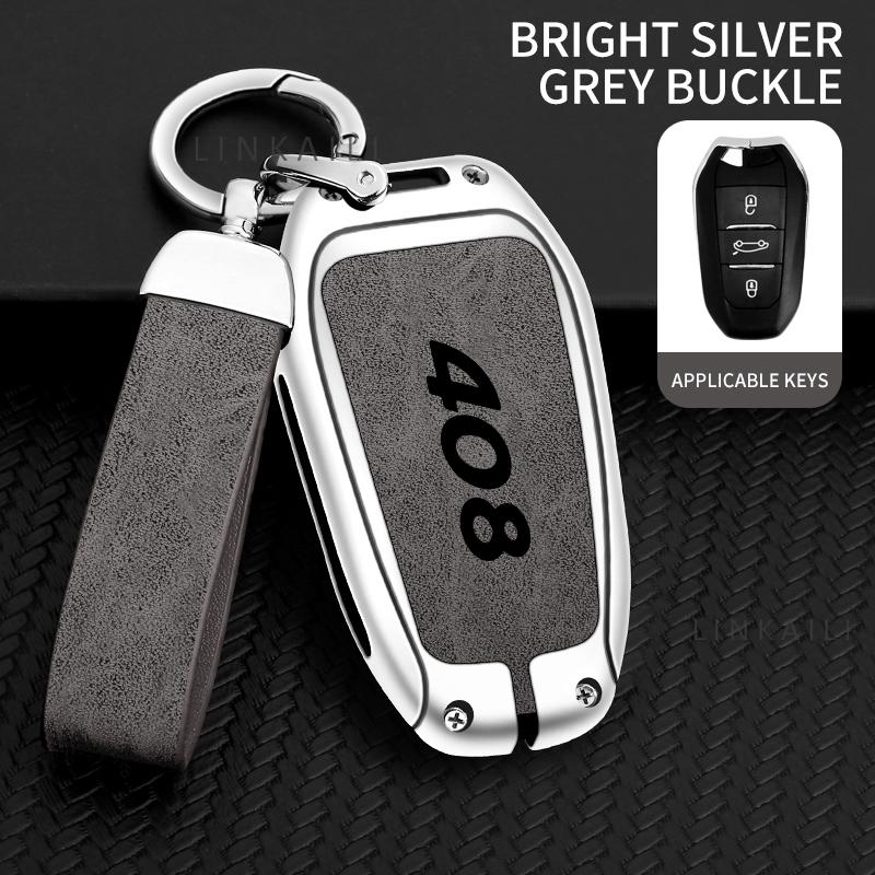 Custodia Portachiavi Auto in Lega e Vera Pelle di Alta Qualità Adatta per Peugeot 408 Custodia Portachiavi Auto 2014 Accessori Auto