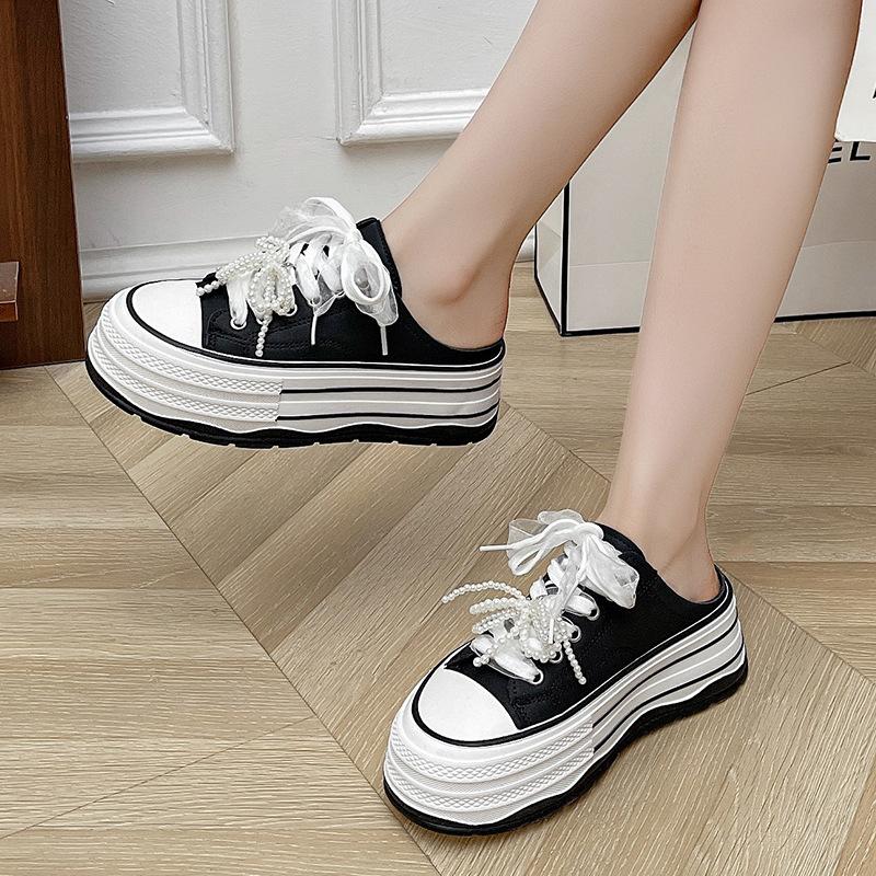 2025 summer new bag head slippers women's flat sandals wear women's high-end women's shoes casual fashion half drag women