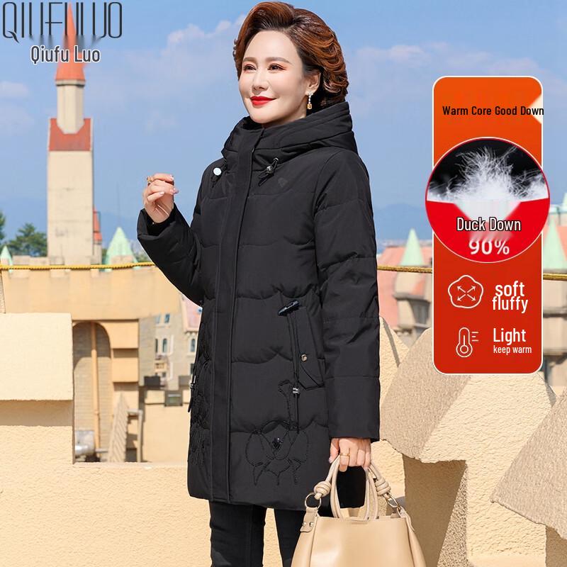 Mid-Aged Women's Long Winter Thick Down Jacket