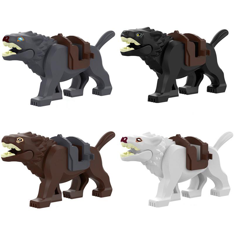 MOC Medieval Wolf Building Blocks Castle Army Knight Soldiers Figures Mount Animal Bricks Toys Gift DF004