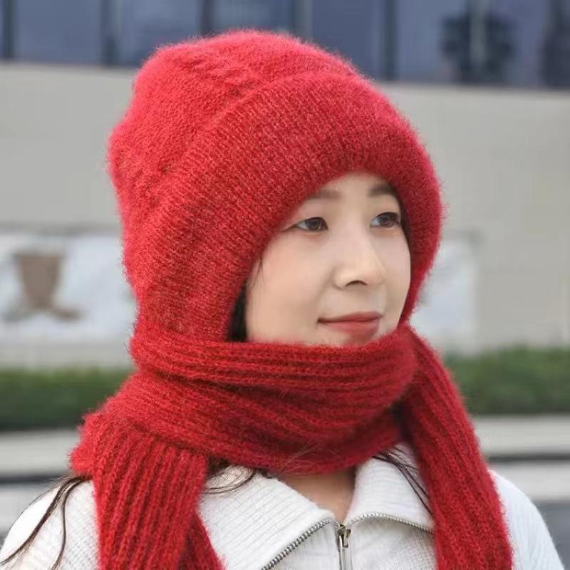 Hat Men's Winter Windproof, Cold-proof and Warm Wool Knitted Hat Super Thick Thickened Piled Headhat Big Head Circumference