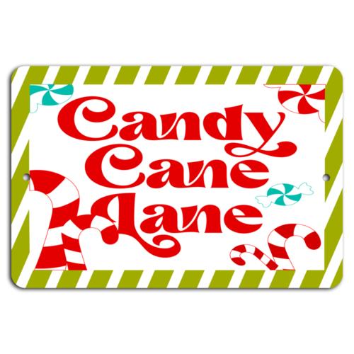 Candy Cane Lane Festive Red Green SignAluminum 20x30cm(7.8x11.8inch)