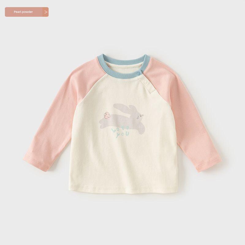 David Bella Kidsren s Long-Sleeved T-Shirt 2026 Spring New Style Boys  Pure Cotton Bottoming Shirt and Baby Girl s Top Pearl Powder [Ready in Stock] 120
