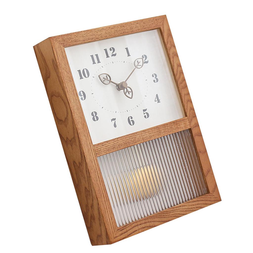 Japanese Retro Wall Clock Walnut Wood Glass Small Decorative Rectangular Wall Clock with Pendulum for Home Living Room