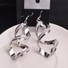 Fashion Punk Gold Silver Color Metal Spiral Earrings For Women Long Wave Dangle Drop Earings Statement Jewelry Oorbellen