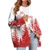 Women's Fashion Long Sleeve Christmas Print V-Neck Button Loose Cardigan Top