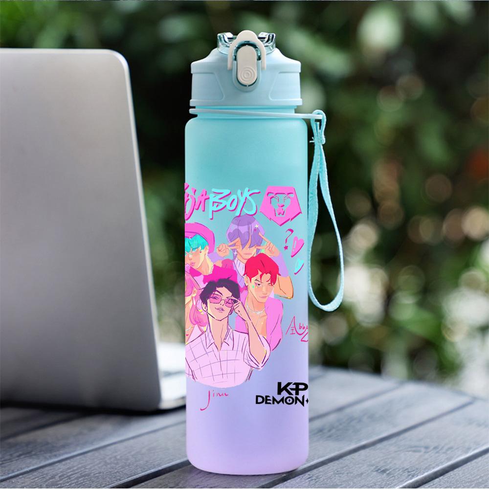 750Ml Water Bottle Cartoon K-Pop Demon Hunters Printed Large Capacity Drinking Cup Portable Outdoor Sports Water Cup Children Kid Gift