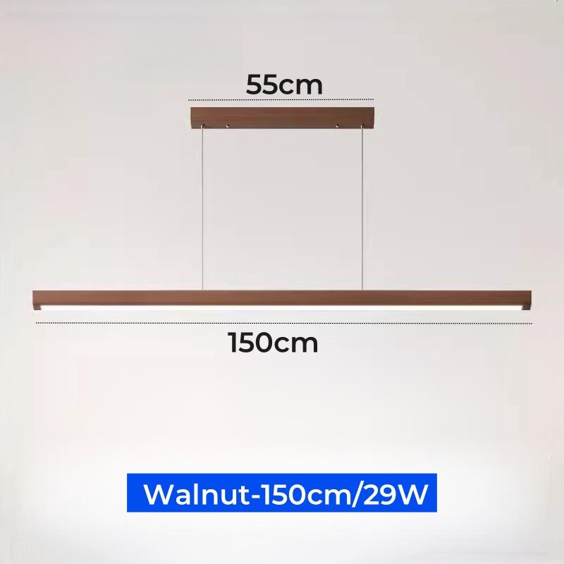 Nordic Wooden LED Pendant Lamp Simple Dimmable Ceiling Chandelier Dining Room Kitchen Table Long Strip Hanging Lighting  Fixture