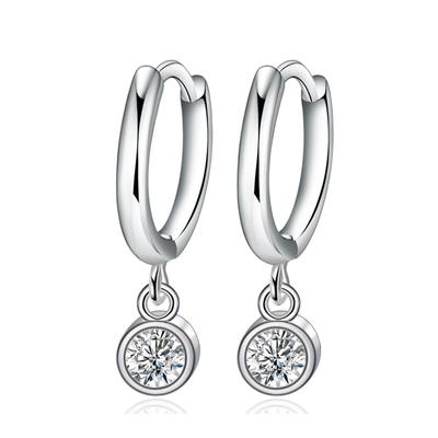 Simple Cross-Border Round Zircon Earrings for Women Korean Style Normcore Personality Geometry Diamond-Embedded Cobblestone Ear Ring Ear Rings