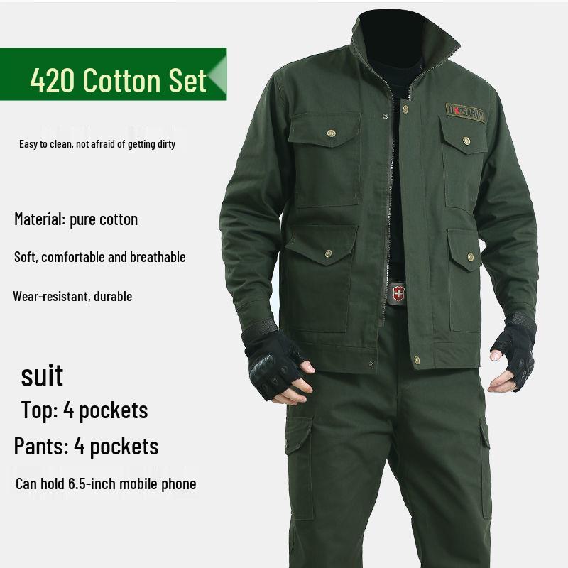 Thickened Wear-Resistant Workwear Set: Spring/Autumn Anti-Scald Protection Suit for Men, Ideal for Workshop, Construction, Auto Repair, Welding.