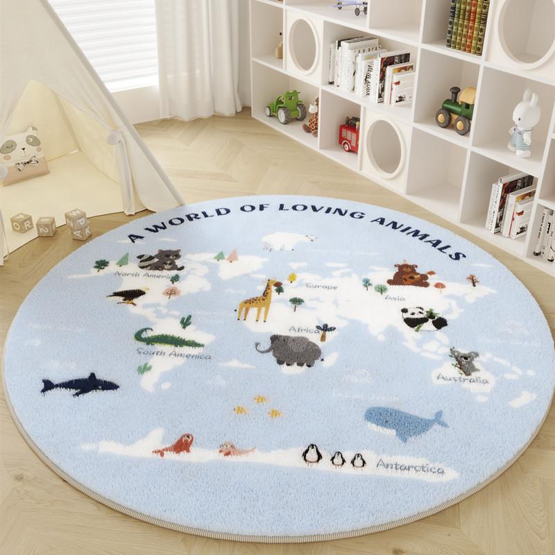 Nordic Style Carpets for Living Room Plush Round Bedside Rug Large Area Children Bedroom Decor Carpet Thickend Cartoon Floor Mat